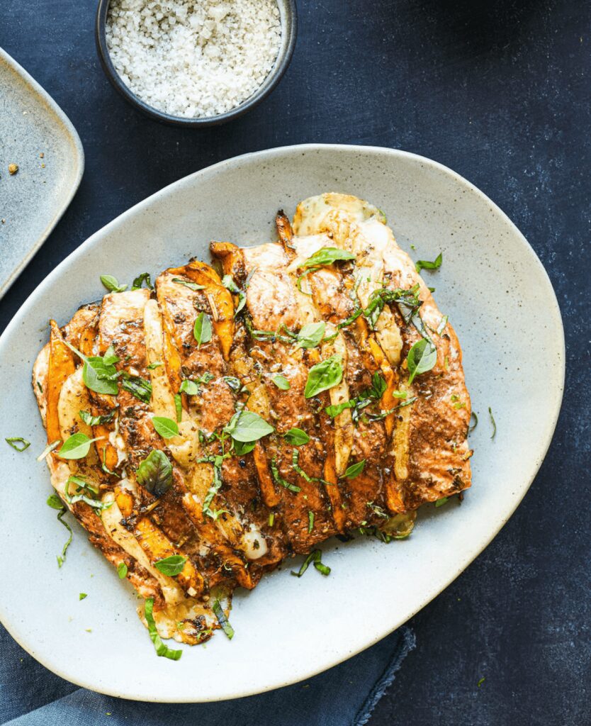 Filet de saumon au four à la mangue et à la mozzarella di bufala de Jean-François Plante