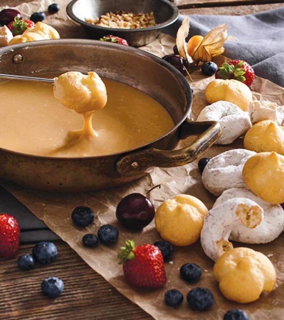 Fondue au dulce de leche, à l’érable et au brandy