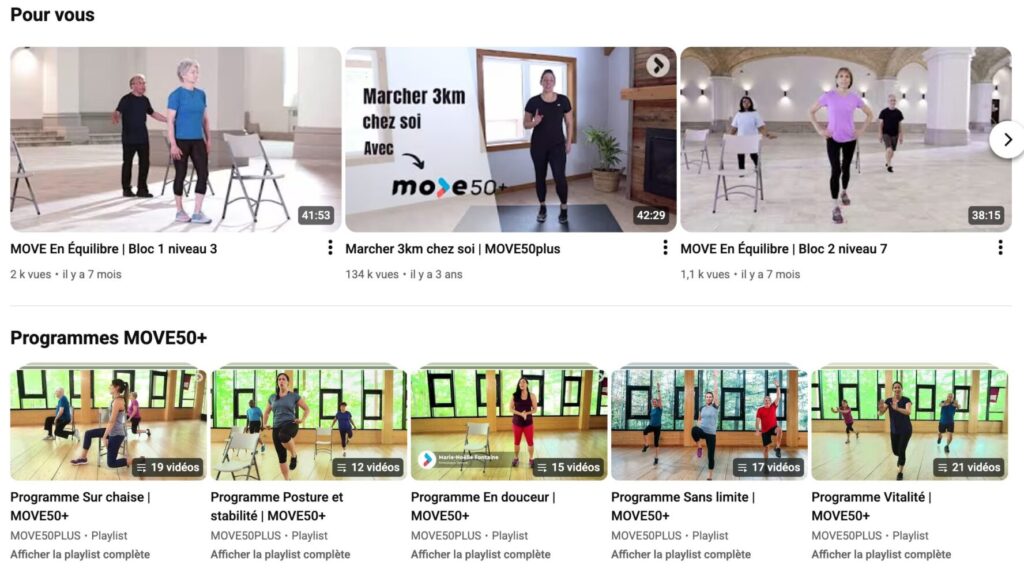 MOVE50 - Vidéo - exercices