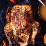 Poulet rôti au four à la bière blanche, au miel, à l’orange et à l’estragon de Jean-François Plante